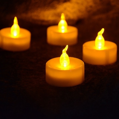 Flameless LED Tea Lights, Amber Yellow Light Bulb, Pack of 12 for Party Wedding