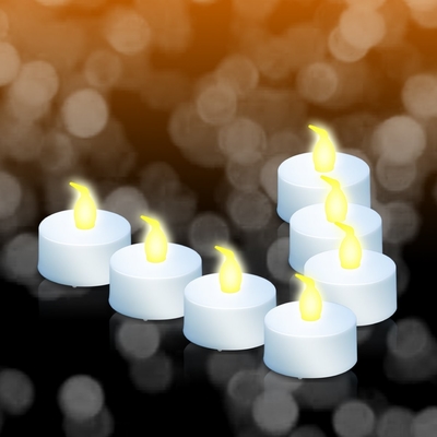 Flameless LED Tea Lights, Amber Yellow Light Bulb, Pack of 12 for Party Wedding