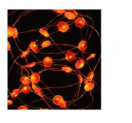 Double - Deck Battery Operated Led String Lights Orange Pumpkin Lantern Design